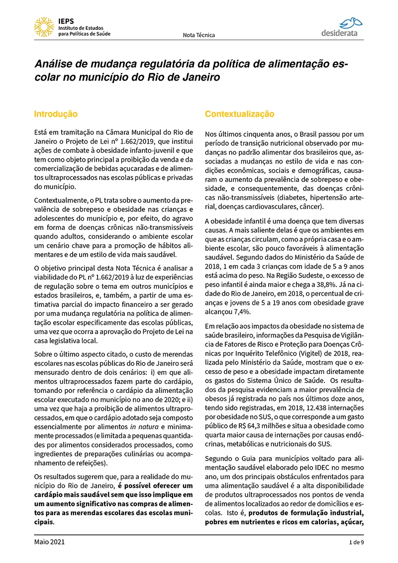 Nota Técnica PL 1662 – IEPS